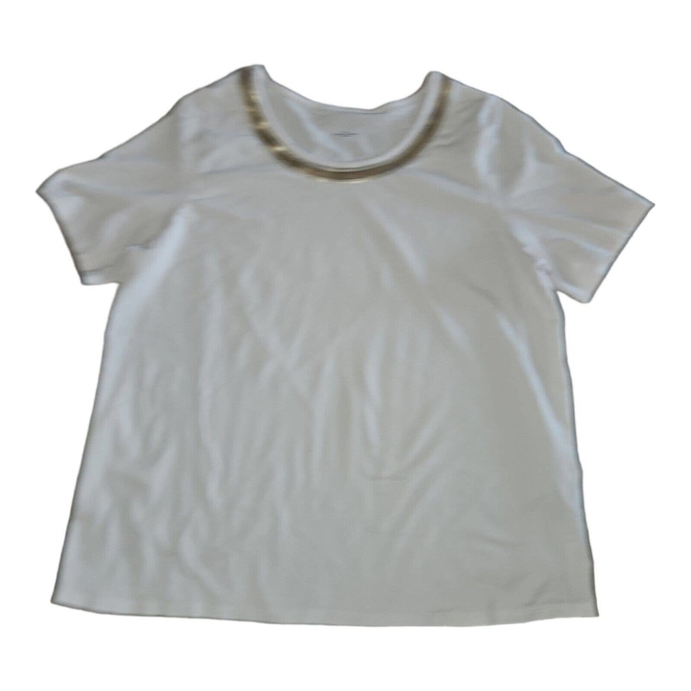 Catherines Women's Top 0X 14/16W Scoop Neck Short Sleeve White